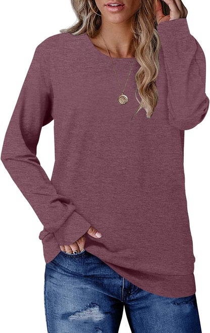 CRAZY GRID Womens Trendy Long Sleeve Shirts Casual Loose Soft Sweatshirt Fall Tops