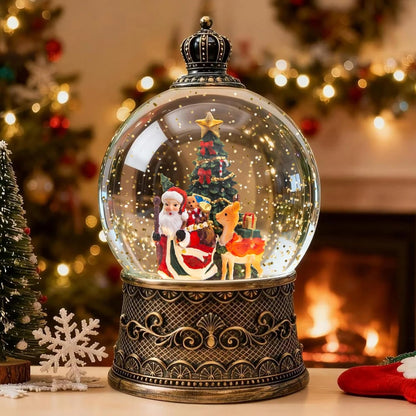 Christmas Snow Globes Lantern, Church and Christmas Tree Christmas Decorations Indoor, 6H Timer Battery & USB Powered Light Up Musical Snow Globes for Kids Women Adults Gift Thanksgiving Home Decor