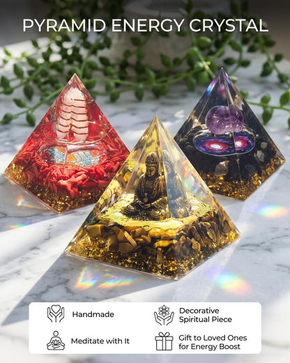 Crystals and Healing Stones, 9 Pcs Healing Crystals Set, 7 Chakra Crystal Stones Set Real Natural Selenite Pyramid Reiki Raw Rock Energy Protection Meditation with Wooden Box, Crystal Gifts for Women