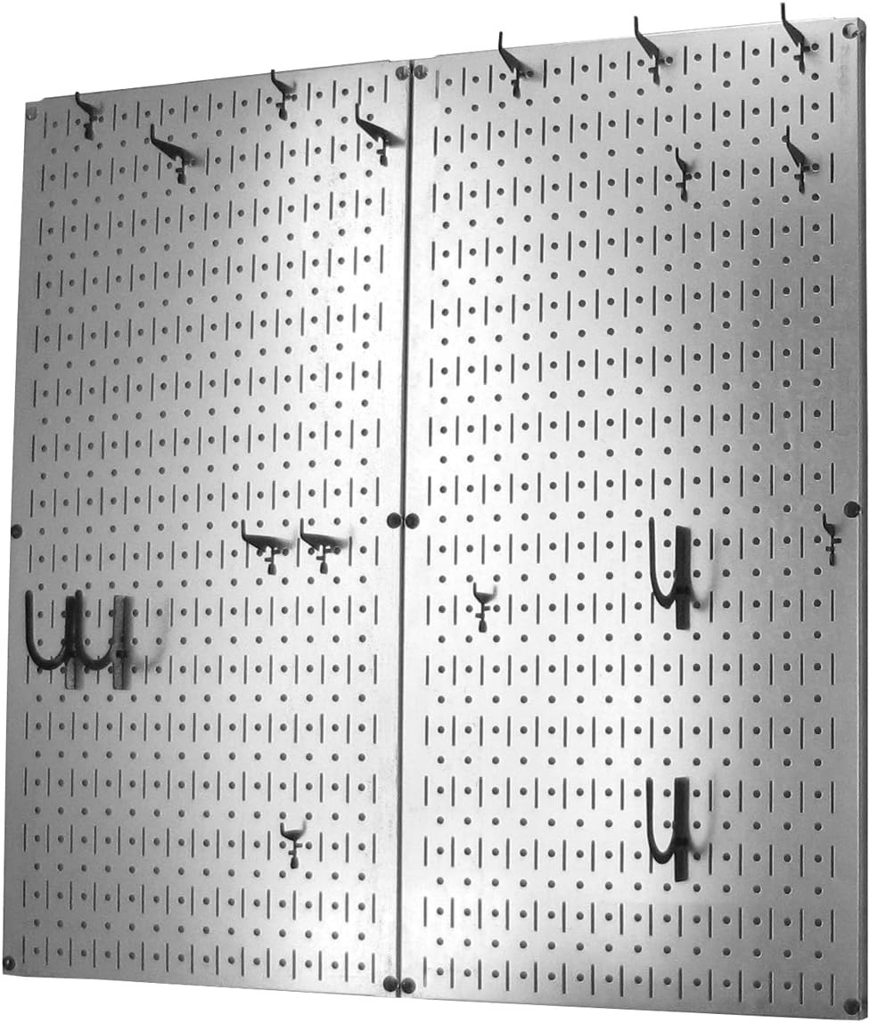 Wall Control Kitchen Pegboard Organizer Pots and Pans Storage Rack Organization Kit with Green Pegboard and White Accessories
