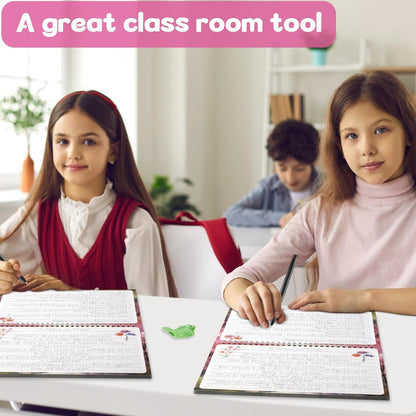 gisgfim Grooved Cursive Handwriting Workbook Magic Reusable Grooved Cursive Handwriting Practice Guided Tracing with Disappearing Ink Pens for Beginners Kids Learning Activities Supplies (Sentence)
