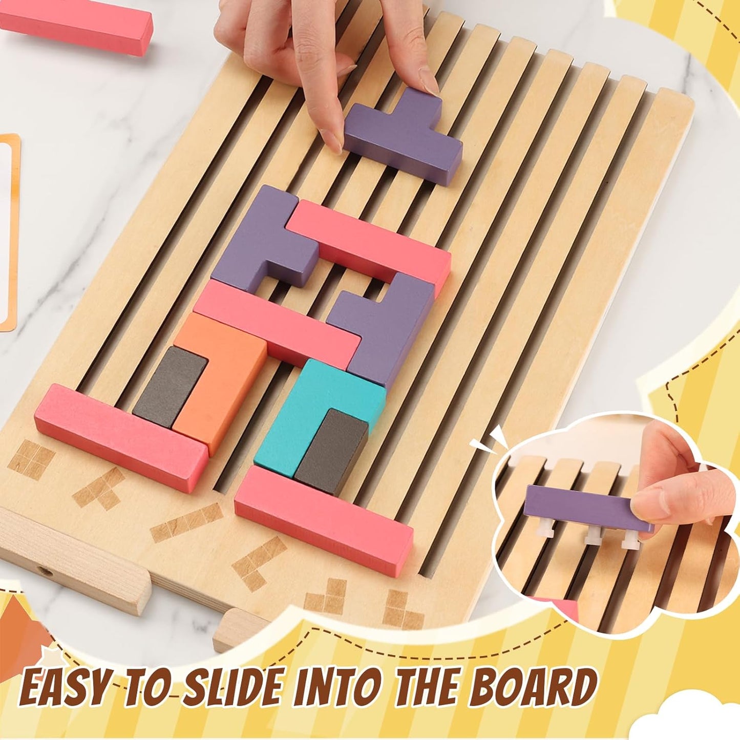 Wooden Stacking Puzzle Toy, 3D Colorful Wood Russian Blocks Puzzle Games Brain Teasers Montessori Toys for Toddler Kids 3 4 5 6 7 Years Old Boys Girls (Colorful B)