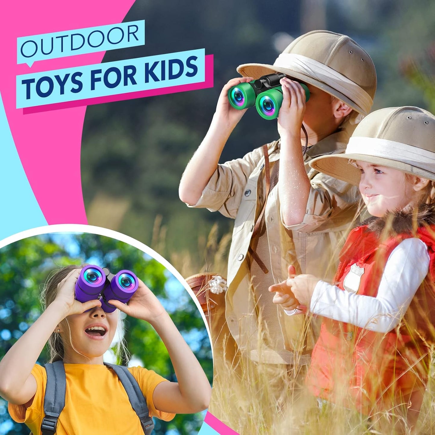 Toys for 3-7 Year Old Boys: LET'S GO! Binoculars for Kids with Bird Watching Manual Easter Birthday Gifts for 4 5 6 7 8 Year Old Boy Girls Outdoor Toy for Kid Ages 5-7 Toddler Camping Telescope