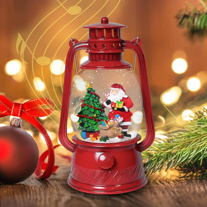 Christmas Snow Globes Lantern, Church and Christmas Tree Christmas Decorations Indoor, 6H Timer Battery & USB Powered Light Up Musical Snow Globes for Kids Women Adults Gift Thanksgiving Home Decor