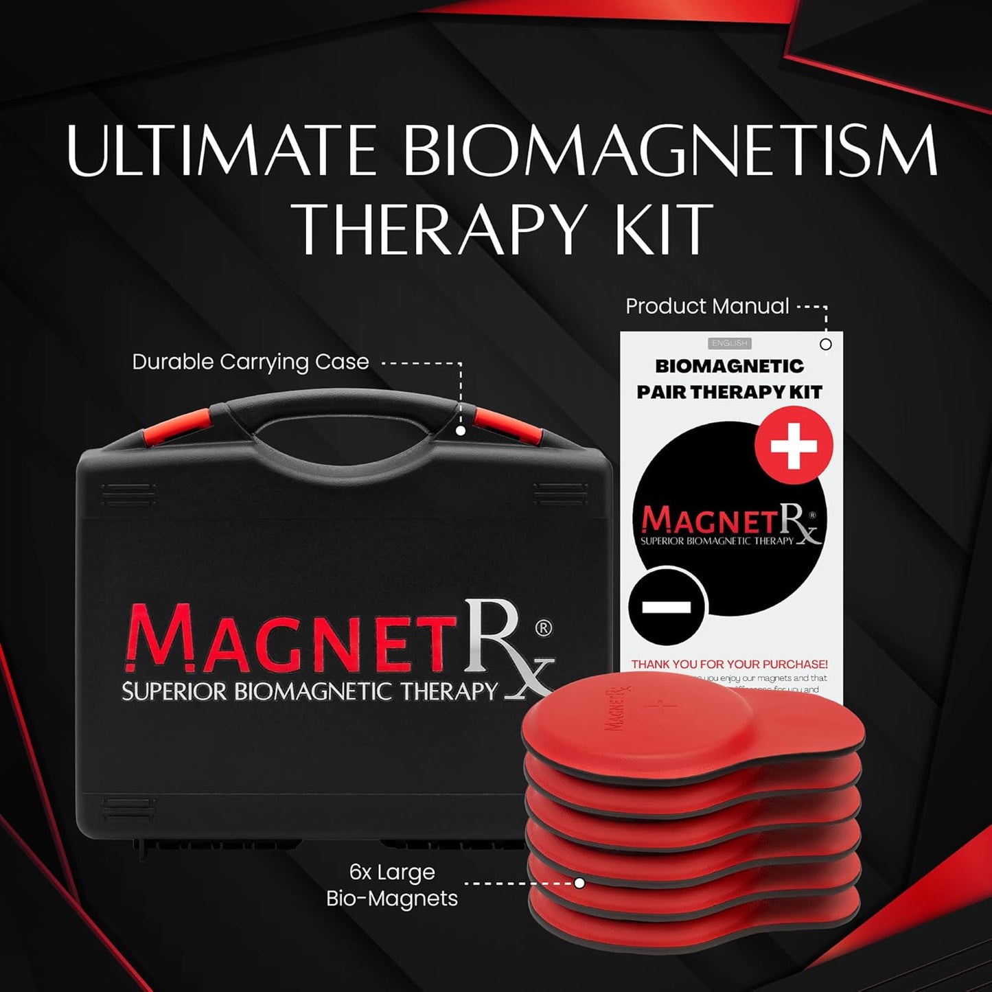 MagnetRX® Biomagnetic Magnets Kit – Imanes para Biomagnetismo Médico – Dr Goiz Magnets for Biomagnetism Bio Magnet Pair – 5200 Gauss Large Round Magnet (6 Units)