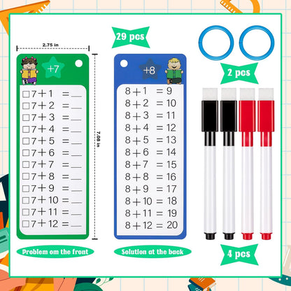 30Pcs Multiplication and Division Flash Cards, Math Flash Card with 4 Dry Erase Pens 2 Rings, Time Table Flash Cards for 1st to 3rd Grades Fun Learning with Math Game