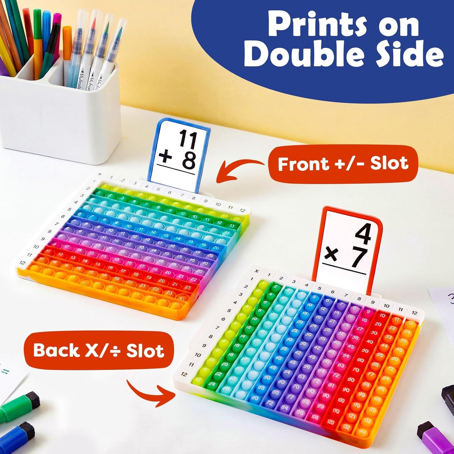 Torlam Math Flash Cards Math Board,Math Games Manipulatives Times Table Chart Fun Learning Interactive Practice Kit for Kids,Multiplication,Division,Addition,Subtraction Flash Card Pack Toys for Kids