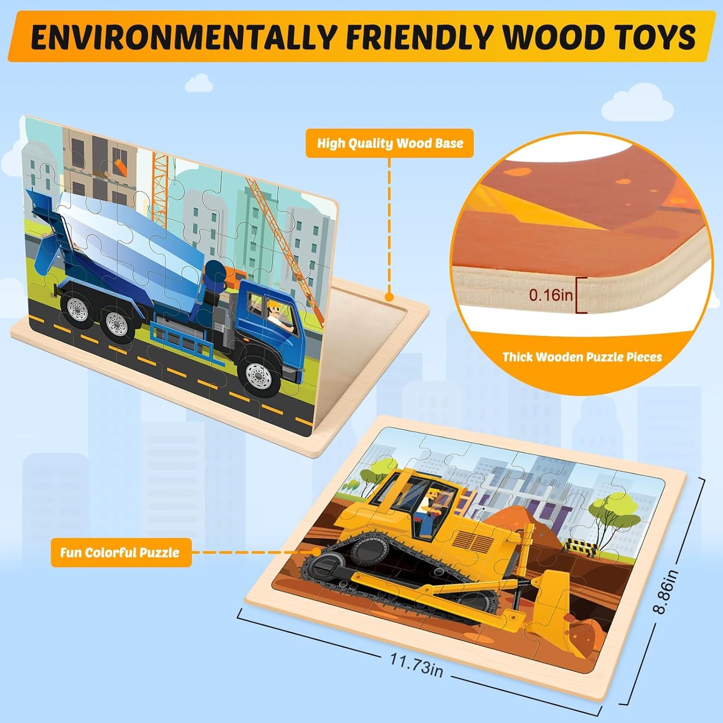 Puzzles for Kids Ages 4-6, 4 Packs Wooden Animals Jigsaw Puzzles for Toddlers Ages 3-5, Preschool Educational Puzzles Boards Toys Gifts for 3 4 5 6 Boys Girls