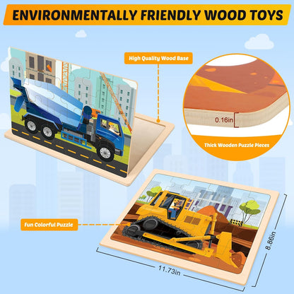 Puzzles for Kids Ages 4-6, 4 Packs Wooden Animals Jigsaw Puzzles for Toddlers Ages 3-5, Preschool Educational Puzzles Boards Toys Gifts for 3 4 5 6 Boys Girls