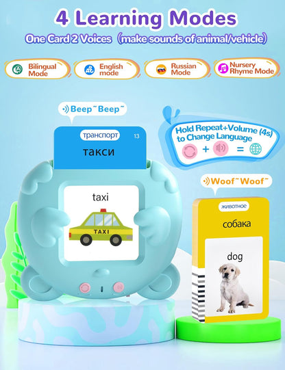 Spanish & English Talking Flash Cards for Toddlers, 510 Sight Words Bilingual Learning Toys for Children, Autism Pocket Speech Therapy Toys, Español Vocabulary Educational Flashcards