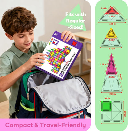Mini Magnetic Tiles, 40 PCS Travel Magnetic Tiles with Tin, Micro Magnet Travel Toy Portable for Kids Age 3+, STEM Educational Building Set Construction Toys, Boys Girls Toddlers Birthday Gifts