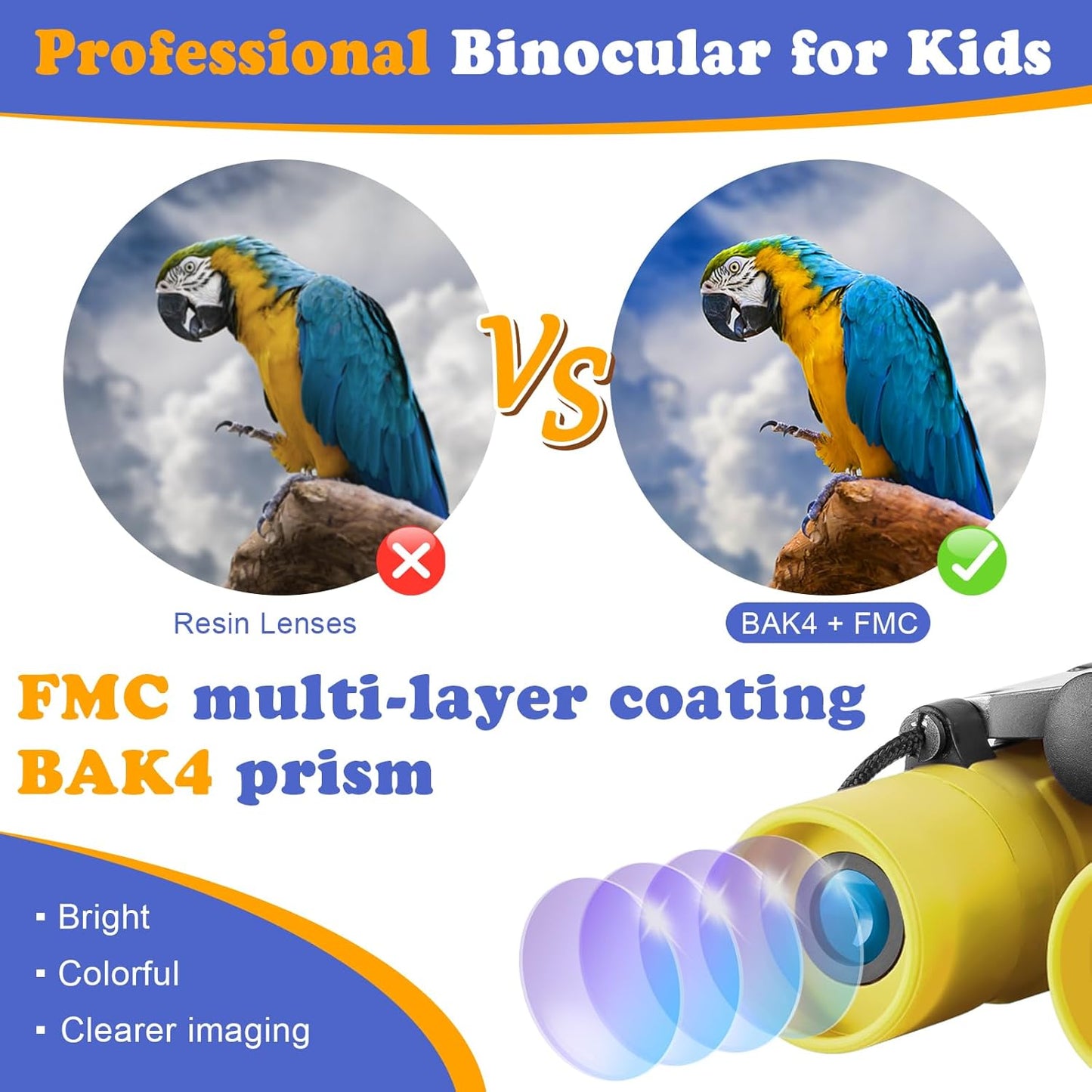 Real Binoculars for Kids Gifts for 3-12 Years Boys Girls 8x21 High-Resolution Optics Compact Toy Binocular for Bird Watching,Travel, Camping