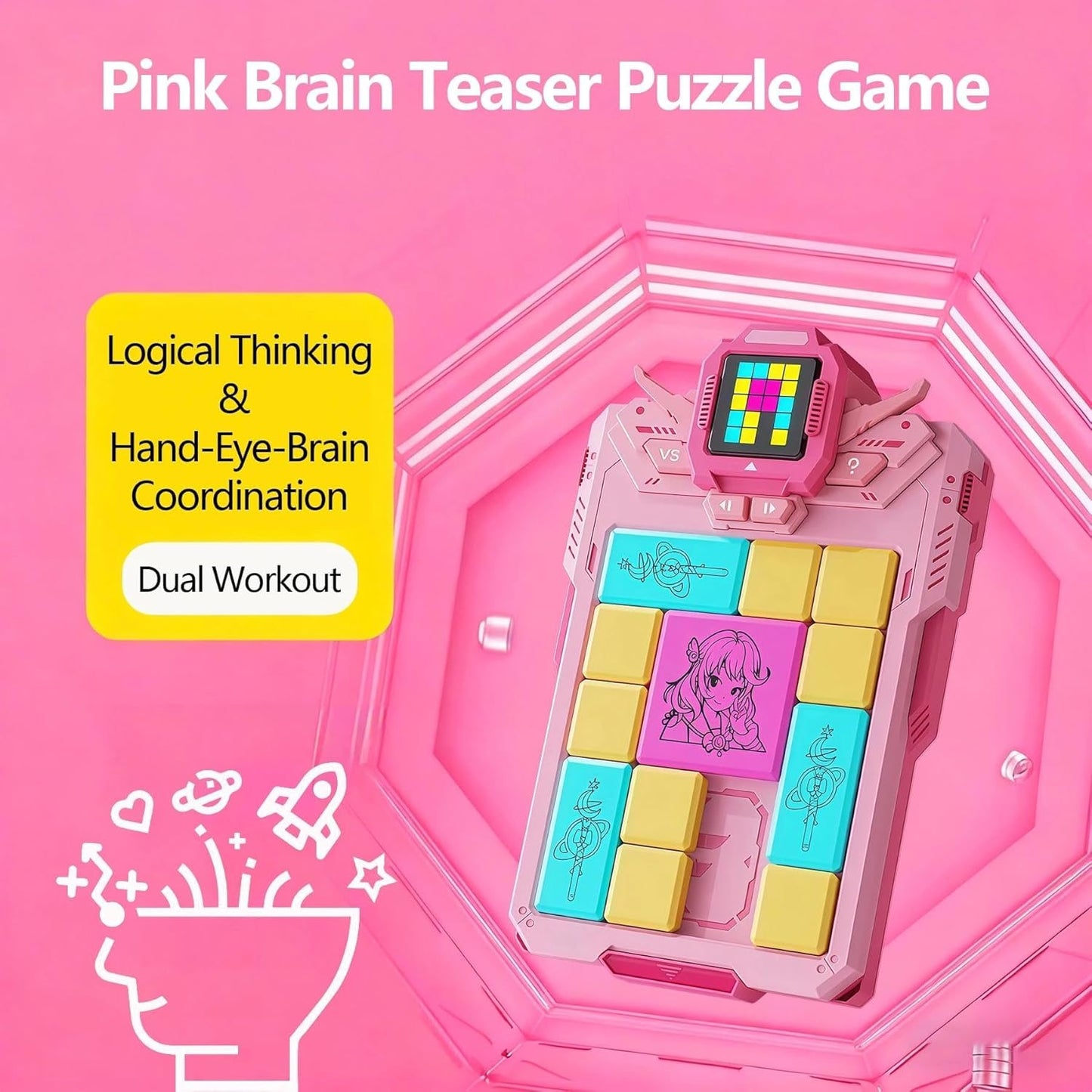 Super Slide Puzzle Game - Electronic Sliding Puzzle Toy with 500+ Levels, Brain Teaser & Logic Game for Kids and Adults (Classic-White)