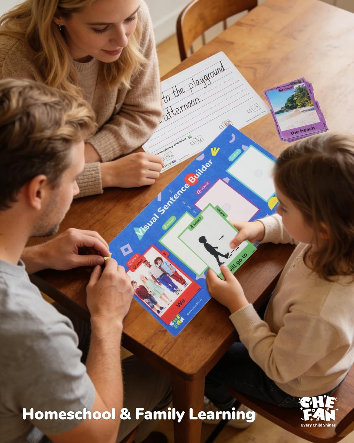 CHEFAN Sentence Building Kit for Kids, Flash Cards for Early Reading and Word Games, Speech Therapy Learning Toys for Kindergarten to 3rd Grade