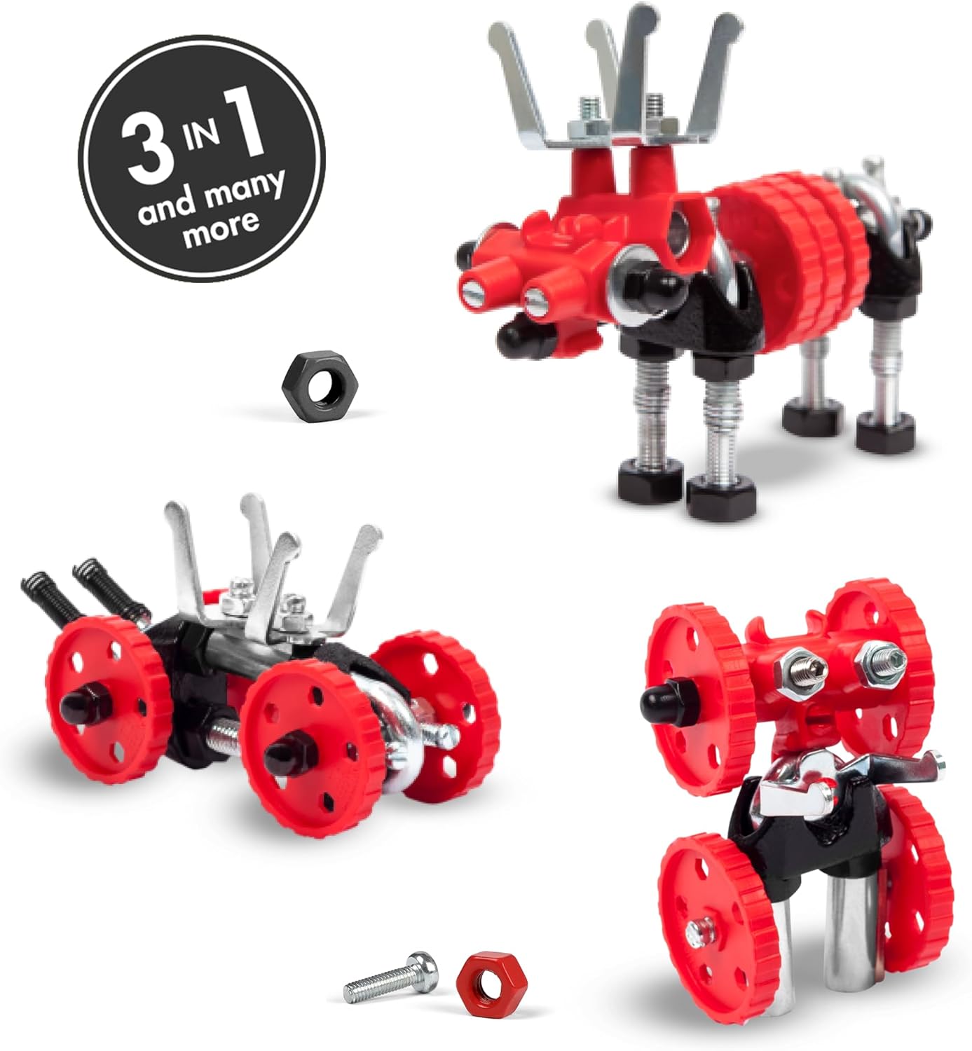 The Off Bits Erector Set: Animal Mini STEM Toys for Kids 6+, Toy Building Sets with Nuts & Bolts, STEM Building Toys Gifts for Boys and Girls (Blue Elephant)
