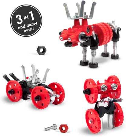 The Off Bits Erector Set: Animal Mini STEM Toys for Kids 6+, Toy Building Sets with Nuts & Bolts, STEM Building Toys Gifts for Boys and Girls (Blue Elephant)