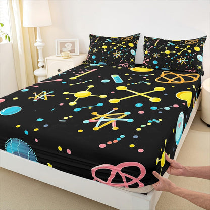 Chemistry Bed Sheets for Kids Teens Girls Boys,Chemical Experiment Fitted Sheet Twin,Science Themed Sheets for Math Lovers,Chemistry Lab Bedding Set,White and Black