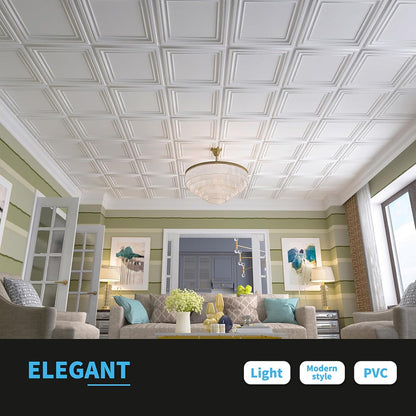 Art3d PVC Ceiling Tiles, 2'x2' Plastic Sheet in Black (12-Pack)