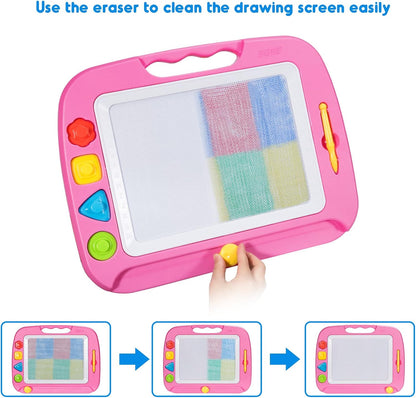 SGILE Toddler Toys for Kids, Large Magnetic Drawing Board for Birthday Gift, Toys for 1 2 3 4 Year Old Girls Boys, Etch & Sketch Pad with 4 Stamps, Learning and Educational, 16 ×13 in, Blue