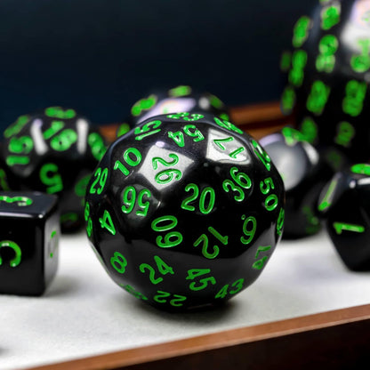 15 Pieces Complete Polyhedral DND Dice Set D3-D100 Spherical D&D Dice Set with Dragon Eye Dice Bag, D100 Dice for RPG Table Games(Black w/Purple Numbers)
