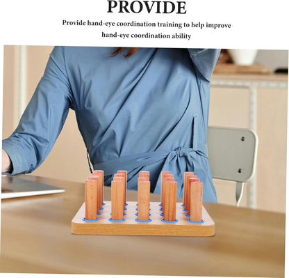 Finger Rehabilitation Training Board Set Pegs Wooden Hand Therapy Pegboard for Enhancing Fine Motor Skills Dexterity and Coordination for Home Exercise and Therapy