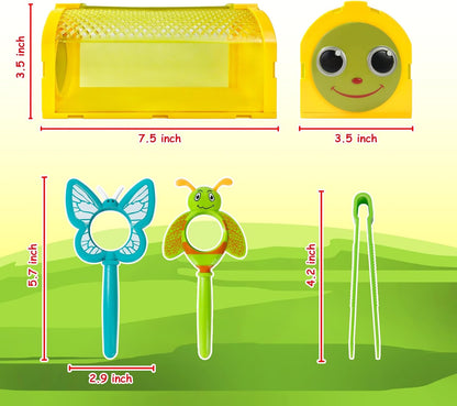 ESSENSON Bug Catcher Kit, Outdoor Toy Gift for 3 4 5 6 7 8+ Year Old Boys Girls Kids, 2 Pcs Bug Cage Butterfly, Outdoor Explorer Kit with Whistles for Backyard Exploration