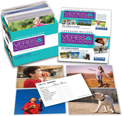 Stages Learning Materials Language Builder Verb Flash Cards Photo Vocabulary Autism Learning Products for Aba Therapy & Speech Articulation Suitable for Kids