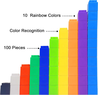 KUTOI Math Manipulatives Counting Cubes, Educational Math Linking Cubes, Classroom Toys Kindergarten Learning Materials Homeschool Supplies,Set of 100 Math Cubes for Kids Ages 3+