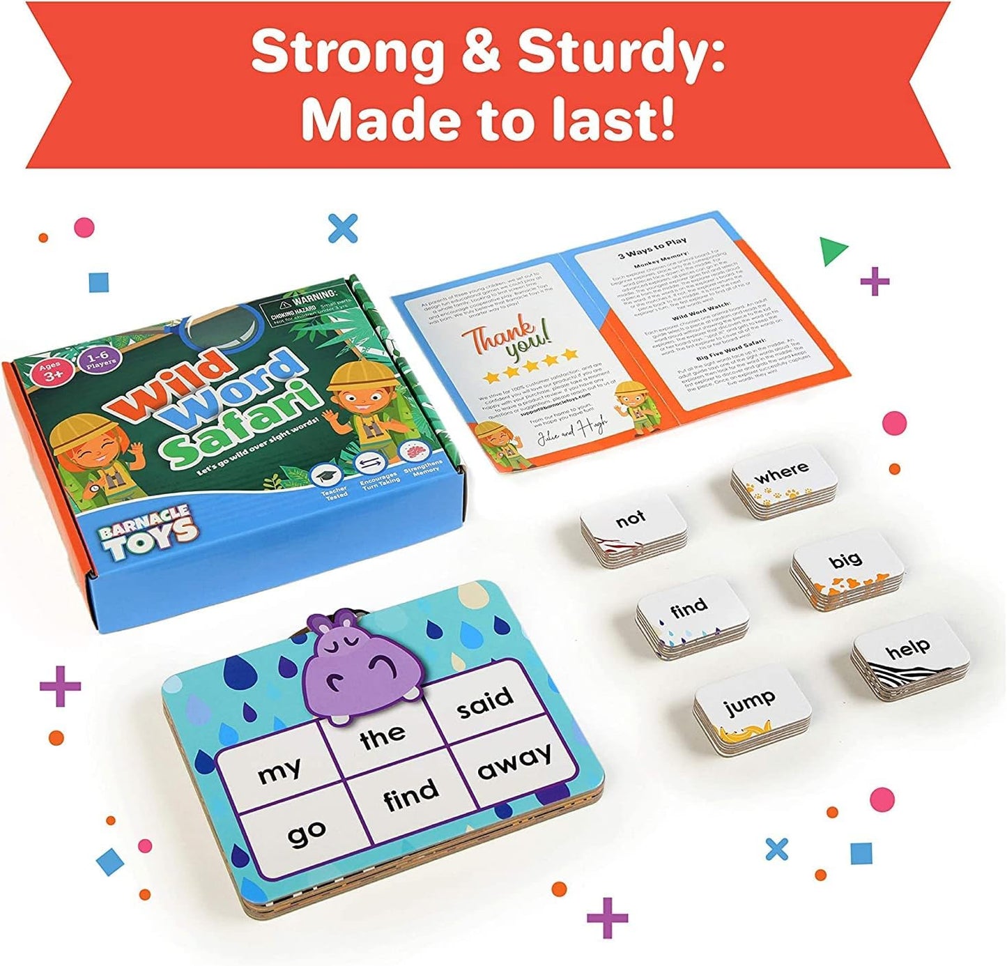 Barnacle Toys Wild Word Safari - CVC Sight Word Reading Games, Primary Phonics Flash Card Alternatives for Kids, Learning Activities/Resources and a Classroom Must Have
