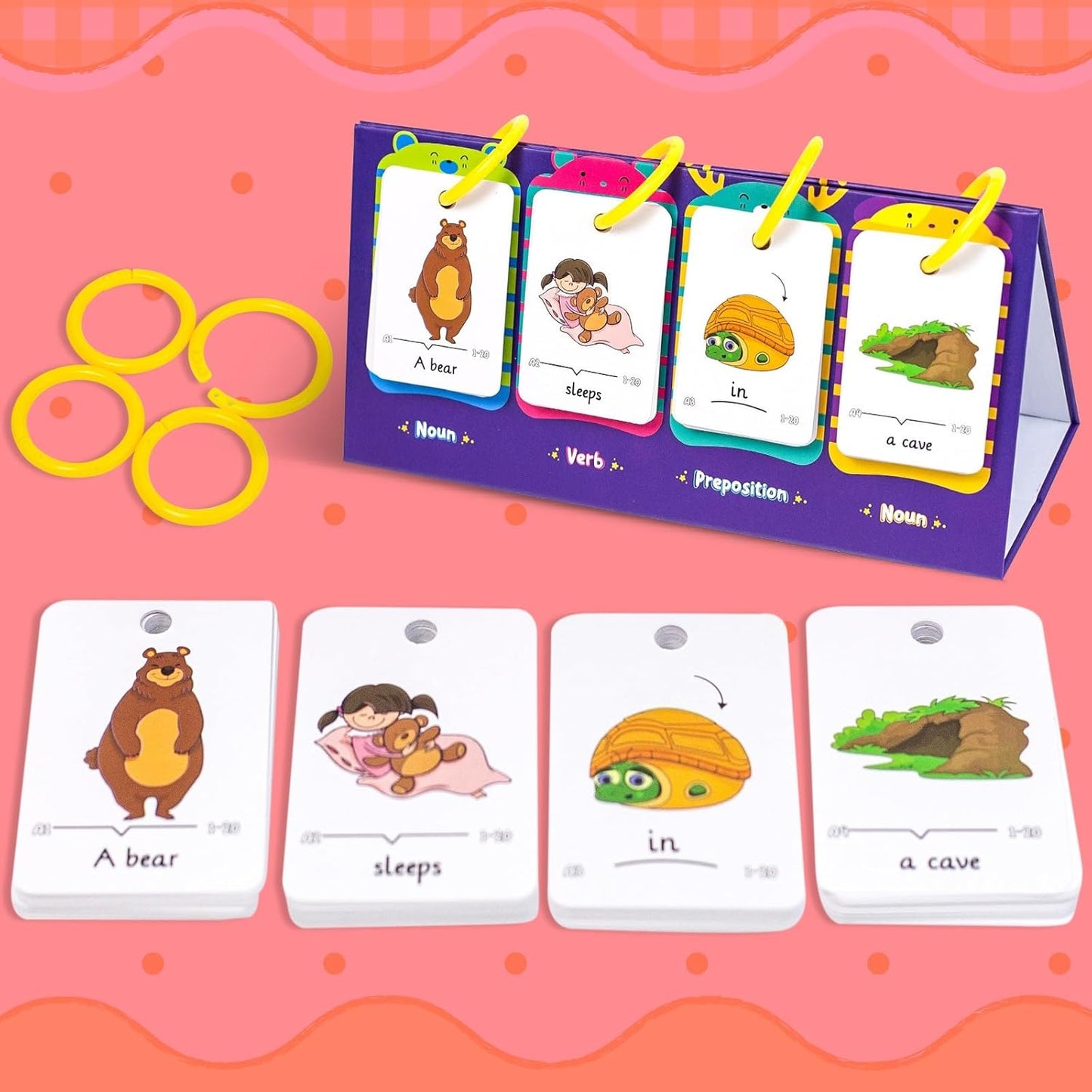 Lachilly Sentence Building Flip Chart, 40 Sentence Builder Game, Vocabulary & Grammar, Activity Educational Learning Tool, Phonics Learning Supplies, Speech Therap, School Supplies