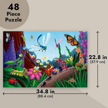 BLUE PANDA Preschool Learning Giant Floor Activity Set - 48-Piece, 2 ft x 3 ft, Multicolor - Bugs & Insects Theme & Skill Building for Toddler Learning