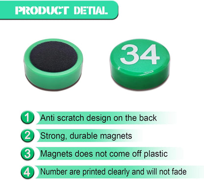 1-50 Magnetic Numbers, Magnets with Number for Dry Erase Boards, Round Number Refrigerator Magnets for Whiteboard in Home and Office (0.8" Diameter, Black)
