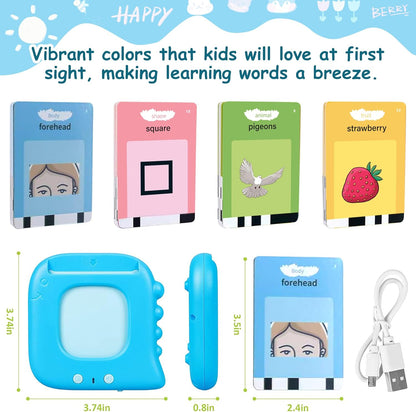 Talking Flash Cards for Toddlers with 510 Sight Words, Autism Sensory Toys, Pocket Speech, Speech Therapy Toys, Toddlers Language Learning Toys, Preschool Birthday Gifts for 1 2 3 4 5 Years Old (Blue)