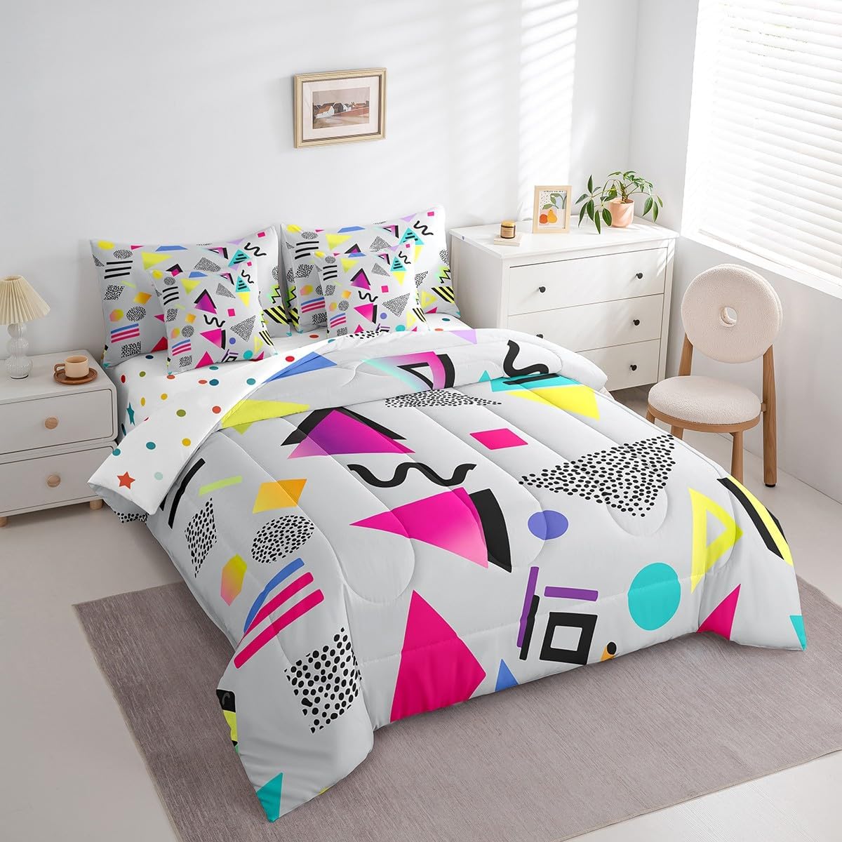 Erosebridal Chemical Equation Bed in a Bag Queen Comforter Set 7 Piece,Chemistry Bedding Sets Science Students Learning Gift Sheet Set with Comforter,Molecular Formula Education Bed Set - Colors B