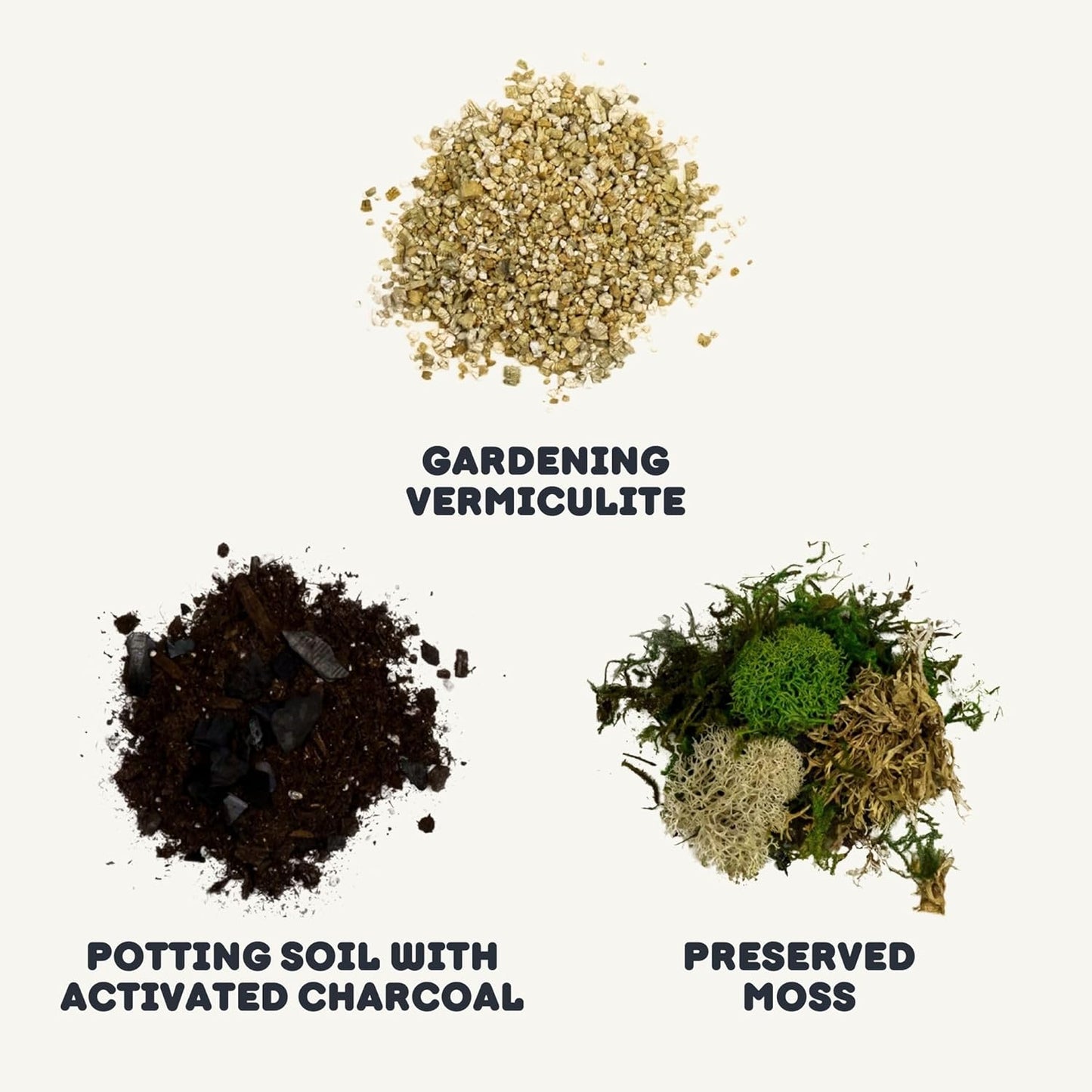Cute Farms Terrarium Starter Kit | Moss, Vermiculite, Soil, Pebbles, Plant Food, & Finishing Tools (Large Kit + Crystals)