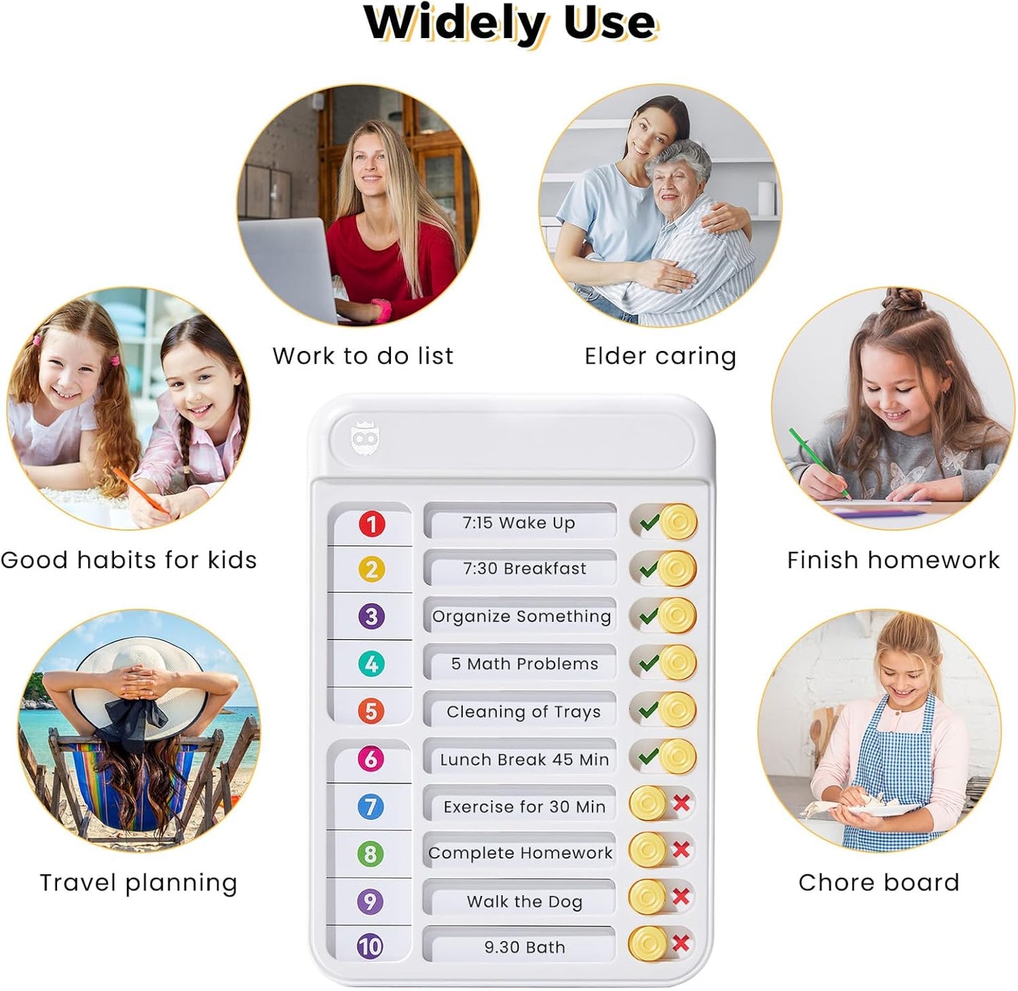 Magnetic Chore Chart for Kids, ADHD Tools for Kids to Do List Checklist Task Board Routine Chart Visual Schedule for Fridge with 10 Sliders and Magnetic Marker - White