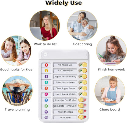 Magnetic Chore Chart for Kids, ADHD Tools for Kids to Do List Checklist Task Board Routine Chart Visual Schedule for Fridge with 10 Sliders and Magnetic Marker - White