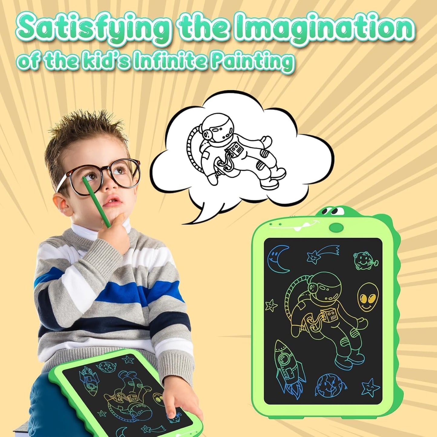 Kids LCD Writing Tablet, 10.5 Inch Colorful Electronic Board Drawing Pad, Electronic Erasable Doodle Tablet for Boys Girls Gifts for Toddler Educational Travel Birthday(Pink)