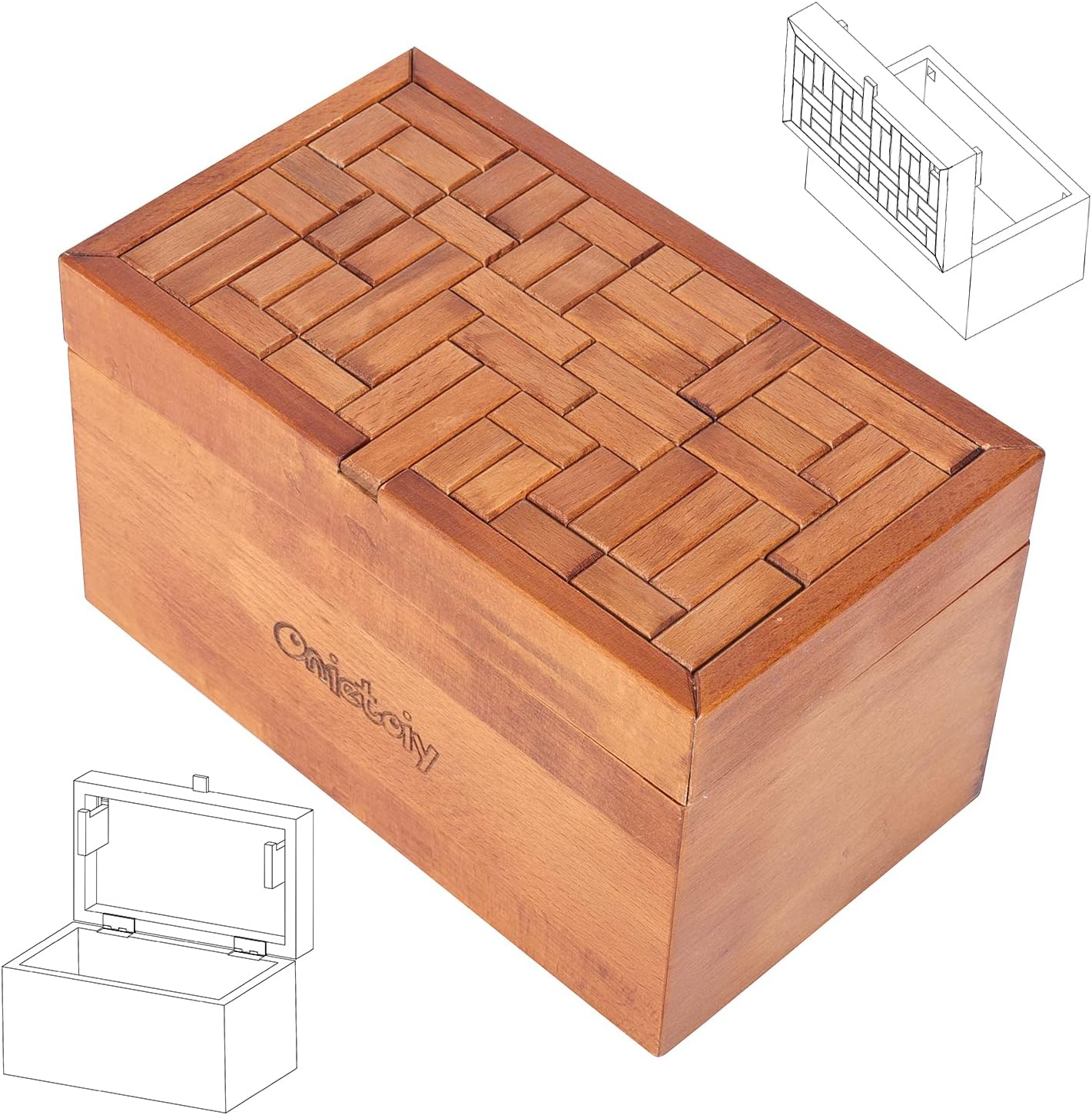 Onietoiy Big 32 Steps Wooden Secret Puzzle Box Toys Beech Wood Money Holder Handmade Storage Brain Teaser Unlocking Games Retro Compartment Thinking Toy Mysterious Birthday Gift for Kids and Adults