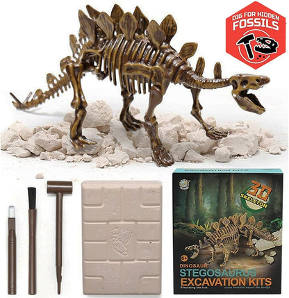 Dig & Discover Dino Tyrannosaurus Rex Dinosaur Skeleton 3D Fossil Bones Excavation, Science Educational Toy Kit for Kids, Children