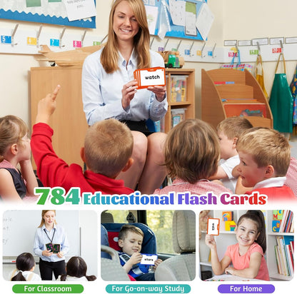 1136 Sight Words/Phonics/Math Flash Cards: 800 Dolch & Fry High Frequency Sight Words, 112 Phonic Flash Cards, 224 Double-Sided Math Flashcards for Kids Pre-K to 6th Grade-784 Cards Total