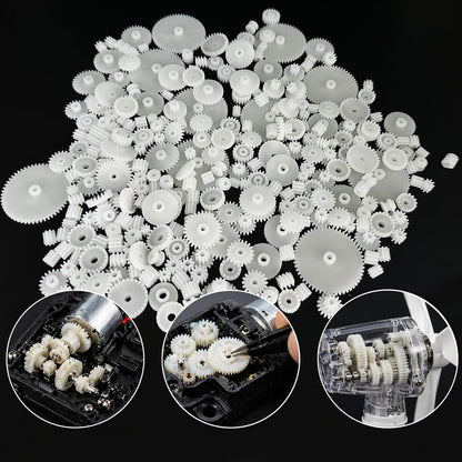 200PCS Module 0.5 Plastic Gear Single Gear Spindle Gear Small Motor Gears for DC Motor RC Car Robot DIY Model Toy Parts (White)