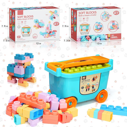 78 Pcs Top STEM Soft Building Block Sets for Kids Aged 18 months to 6 years.Mega Blocks for Baby.Large Construction Stacking Block Toys for Toddler to Improve Imagination、Creativity、Hands-on Ability