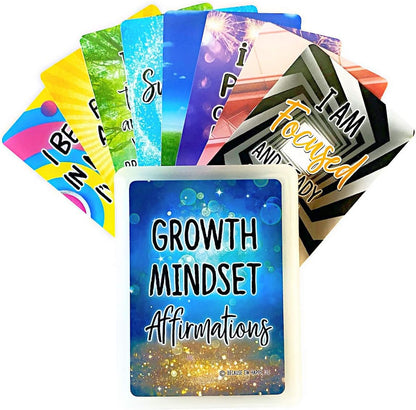 Growth Mindset Positive Affirmation Cards, 54 Affirmations, 150+ Inspiring Questions, Glossy Coated Cards with Storage Box, Meaningful Gift, Loved by Teachers, Therapists and Parents