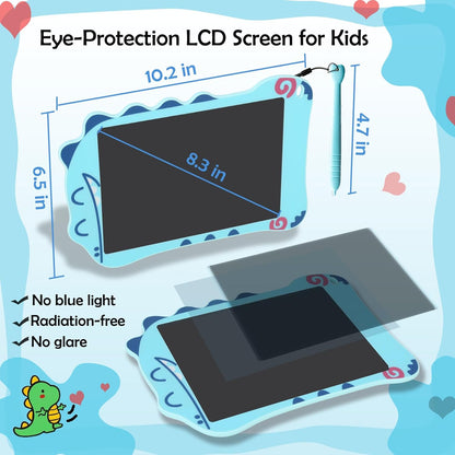 LCD Doodle Board Dinosaur Writing Tablet for Kids Toys, 8.5 Inch Colorful Todder Drawing Pad for Educational Learning Gift in Christmas Birthday Suitable for 3 4 5-8 Years Old Boys Girls (Green)