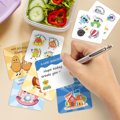 105 Joke Cards for Kids Lunch Box Jokes for Kids, Inspirational Lunch Notes for Boys Girls Students School Notes Jokes Cards with 120 Reward Stickers for Teacher