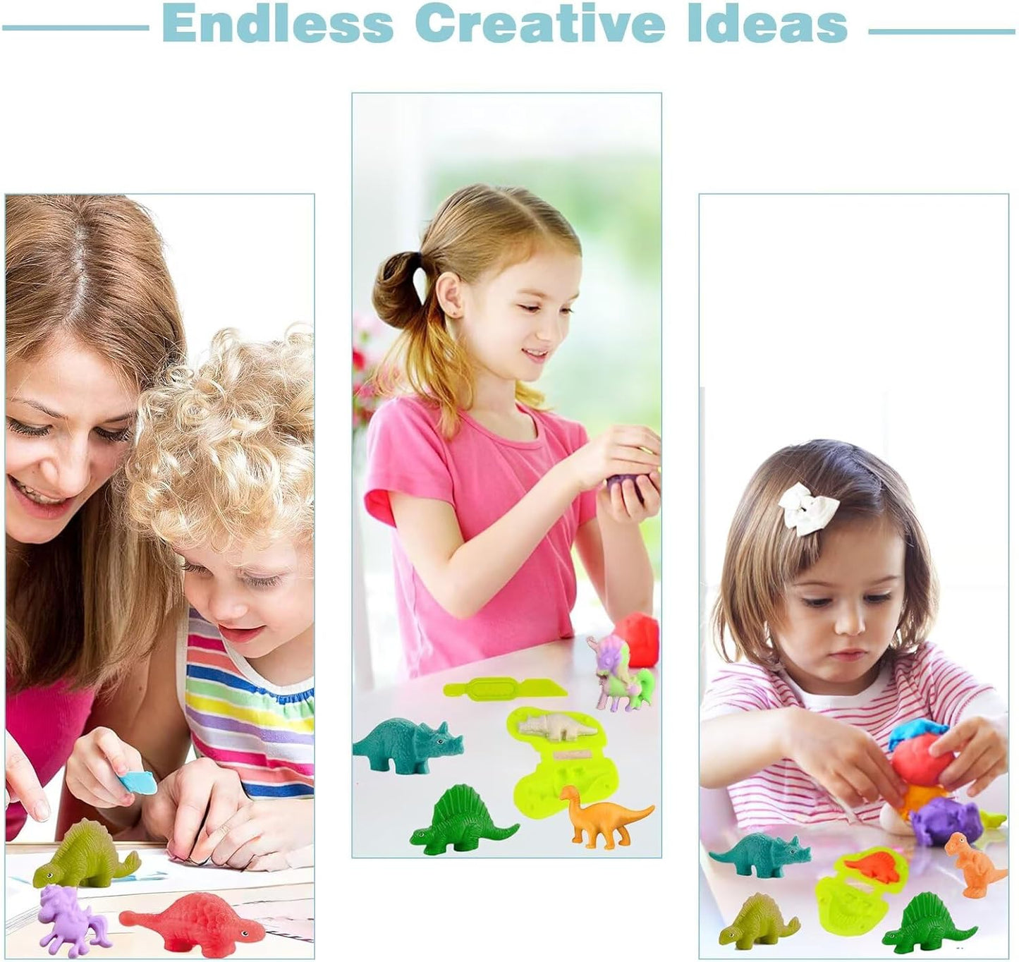 Unleash Creativity with 6 Unique Dino Molds Dough Toys Dough Accessories Set.Ideal as a Gift for Kids Aged 3-4-8 Years