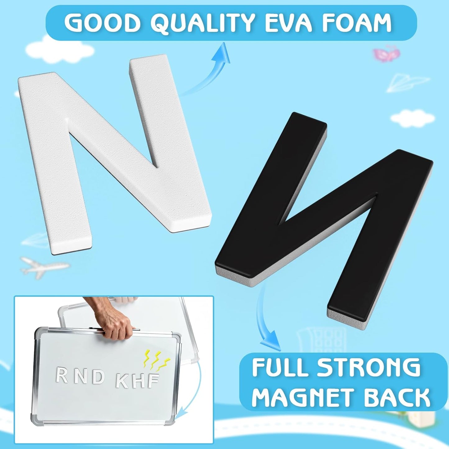 Decorative Magnetic EVA Alphabet Letters for Refrigerator/White Board (117pcs Letters Black)