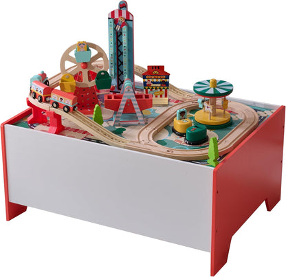 Teamson Kids Preschool Play Lab 7-in-1 Large Wooden Activity Cube Station Center Bead Maze and Counting for Kids Baby Toys, Natural