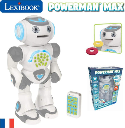 LEXiBOOK, Powerman Neo, My Robot Full of Technology, Remote Control and Gesture Control, Educational Activities in English, Programmable, Music and Dance, Sound and Light Effects, Blue/White, ROB18EN